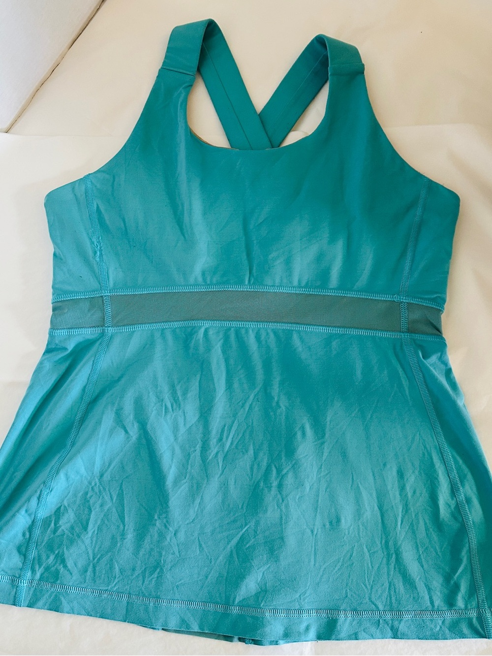 lululemon athletica Teal Crossback Tank with Mesh Waist size 8